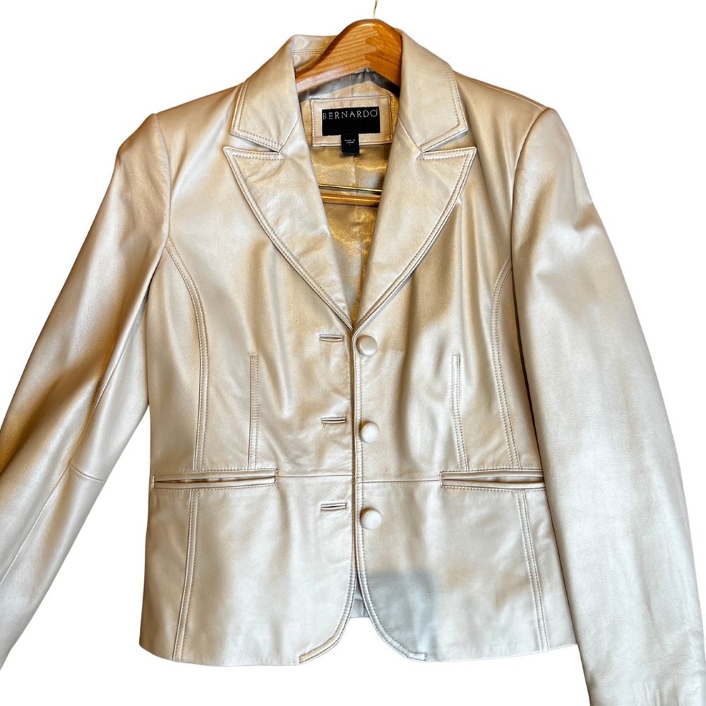 Bernardo Women's Gold Cream Leather Blazer
